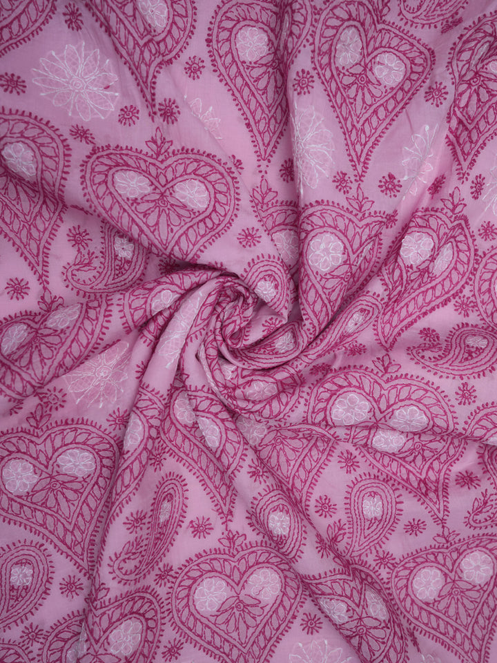 Hand Embroidered Chikankari Cotton Saree PCSAR01 Pink