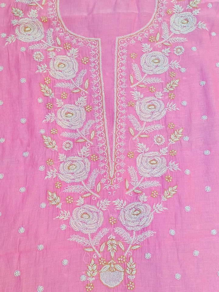 Women Hand Embroidered Chanderi Chikankari Dress Material PCSCA85205FS-PINK