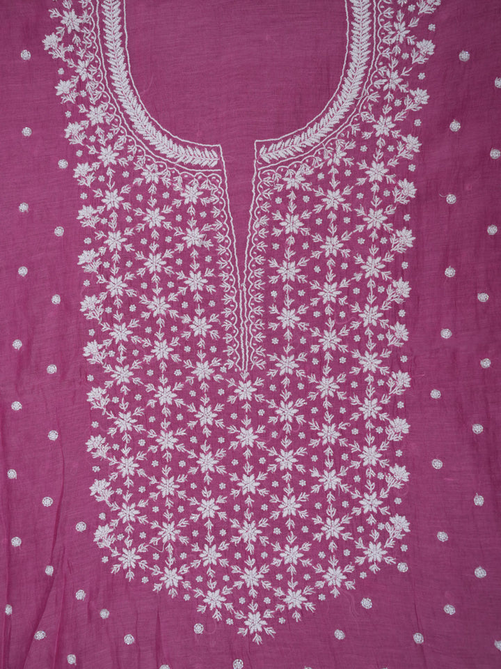 Women Hand Embroidered Chanderi Chikankari Dress Material PCSCA85205FS-HOTPINK