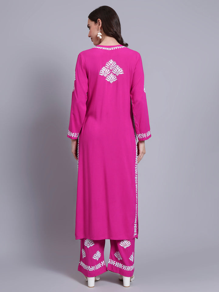 Women Hand Embroidered Chikankari Rayon kurta set PC4084KS