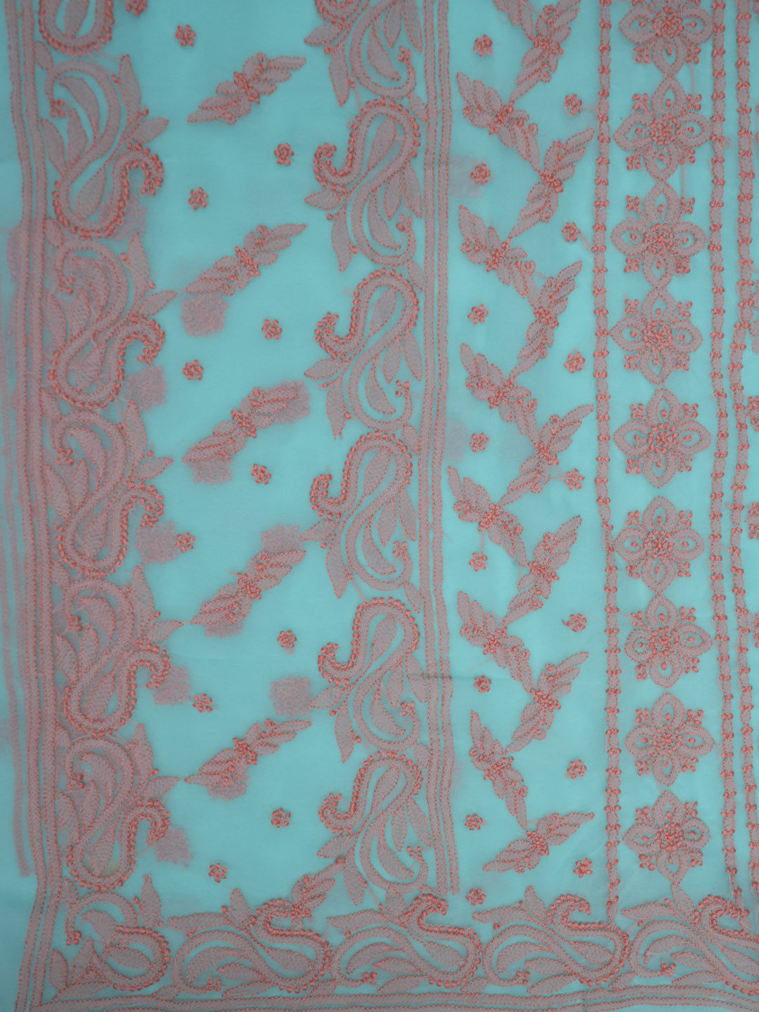 Hand Embroidered Chikankari Georgette Saree PCSAR03 Seagreen