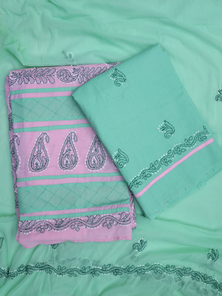 women hand embroidered chikankari cotton dressmaterial PC4120-BABYPINK10