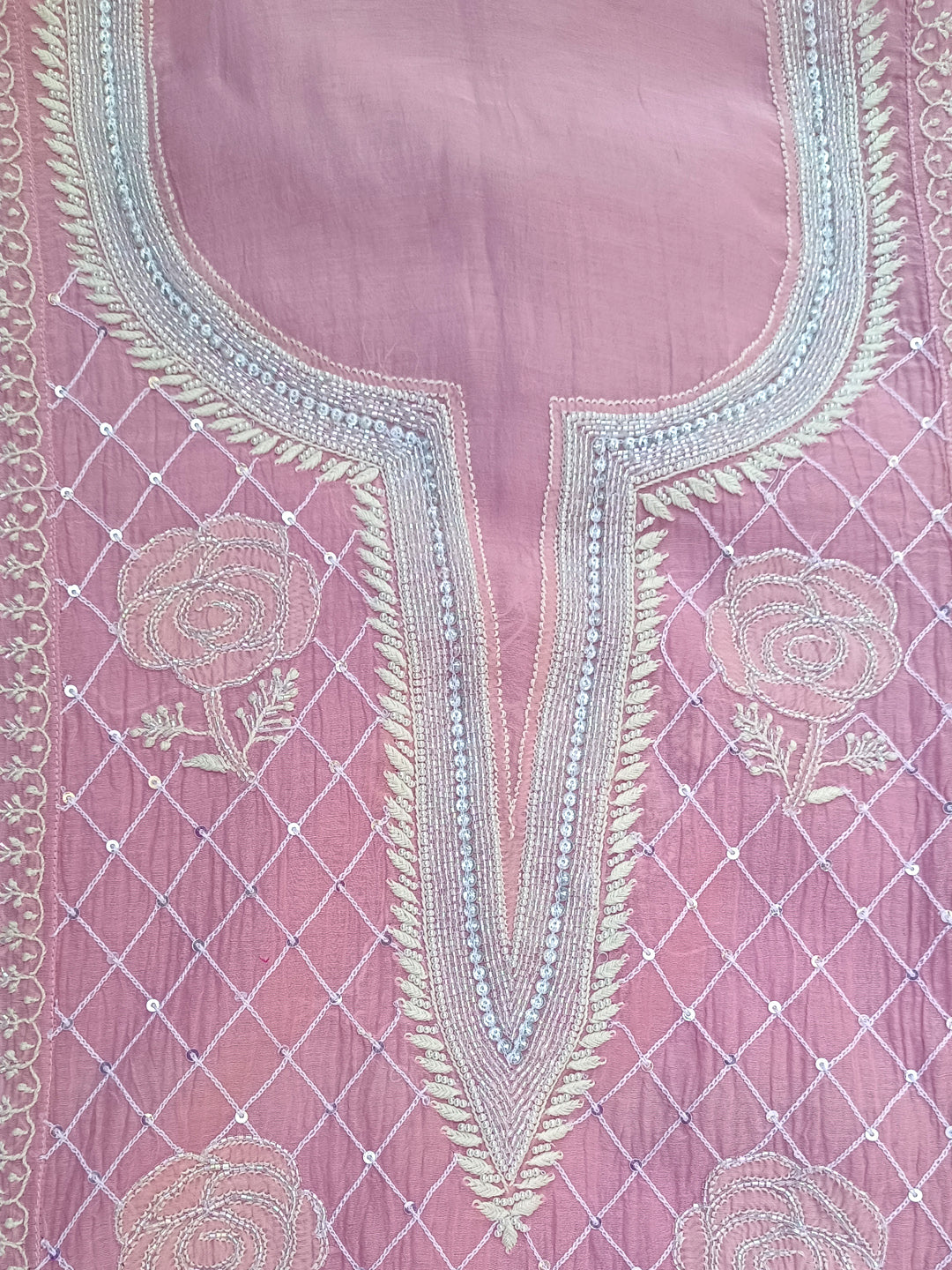 Women Hand Embroidered Chanderi Chikankari Dress Material PCSCA85201FS-PINK