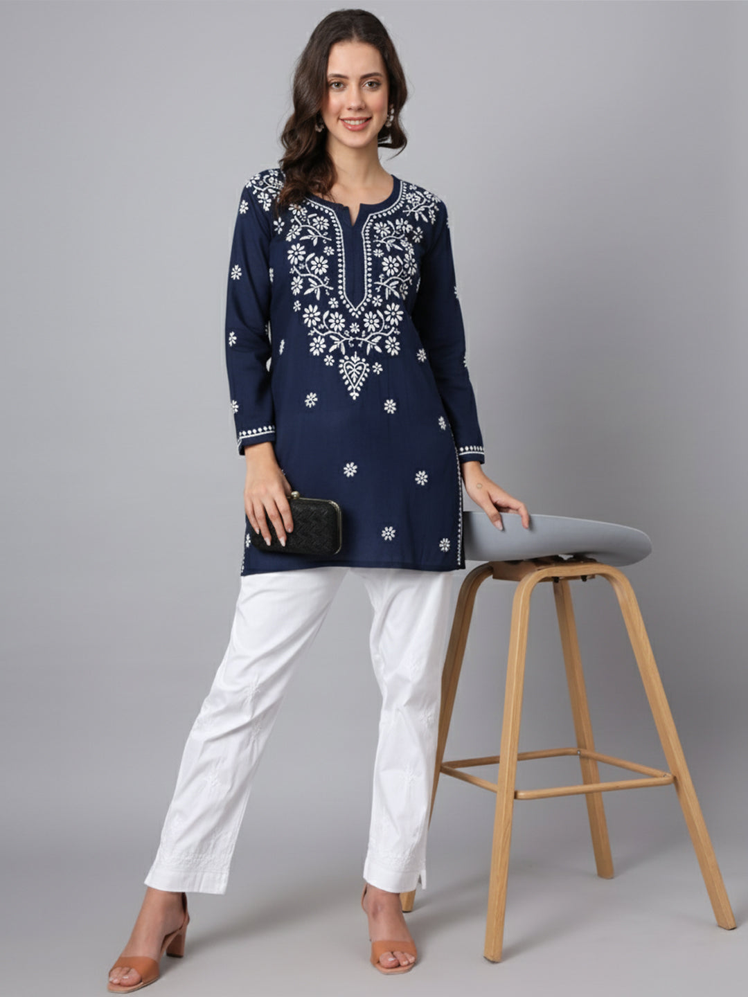 Women Hand Embroidered Chikankari Modal Kurti PC3611