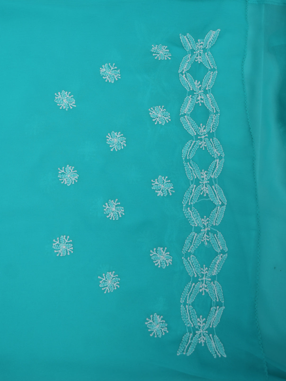 Hand Embroidered Chikankari Georgette Saree PCSAR04 Green