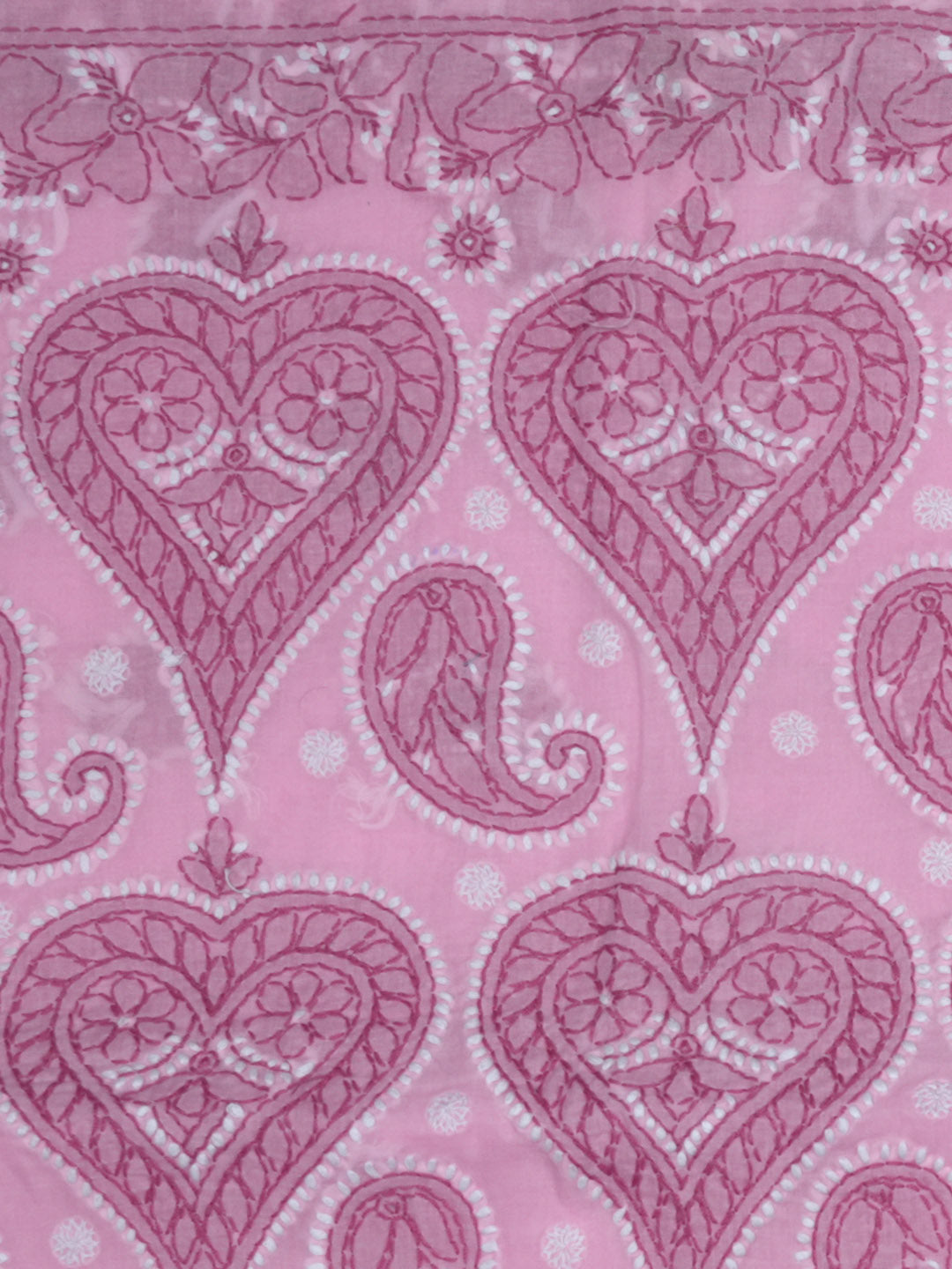 Hand Embroidered Chikankari Cotton Saree PCSAR01 Babypink