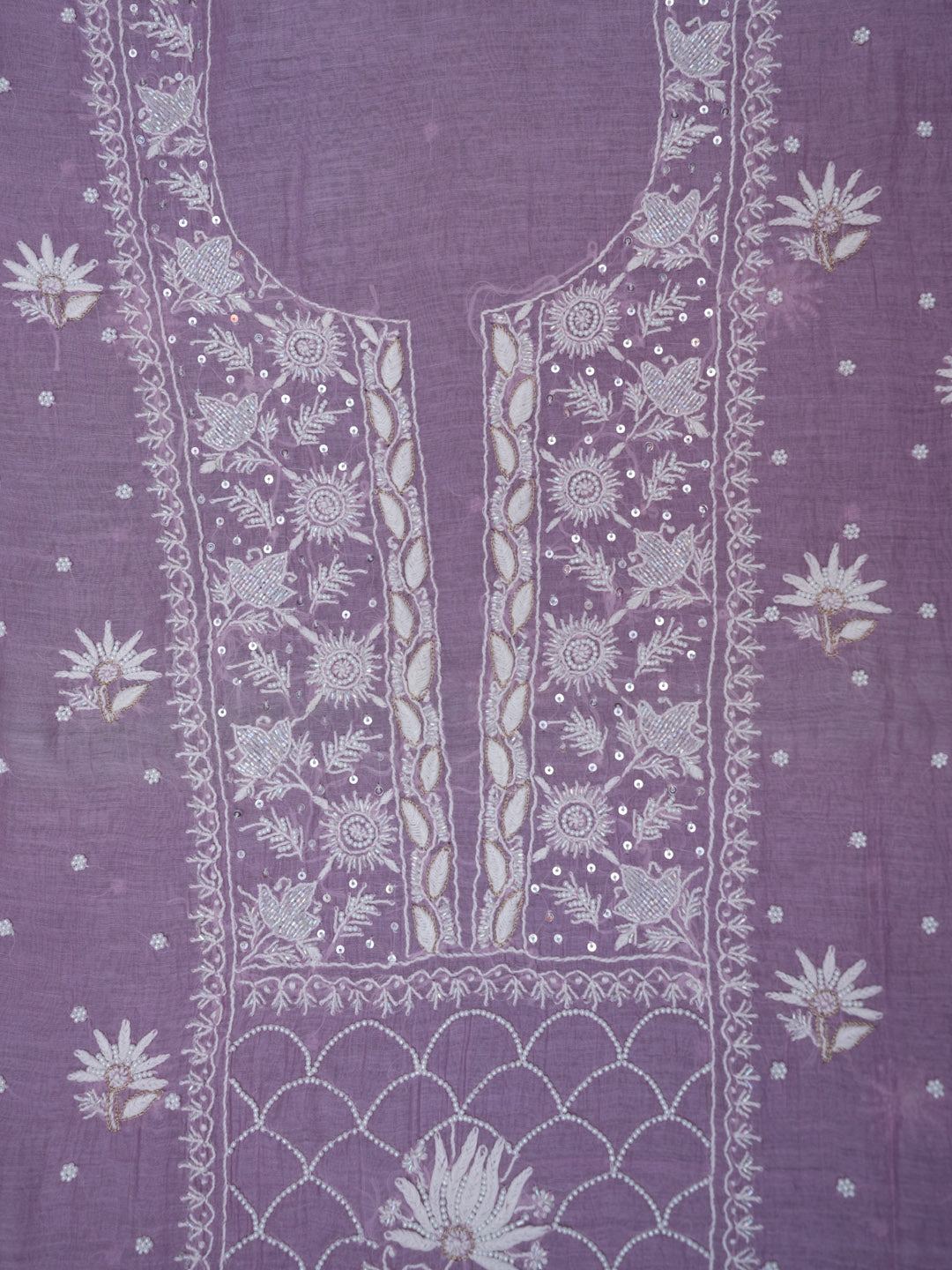 Women Hand Embroidered Chanderi Chikankari Dress Material PCSCA85203FS-LAVENDER