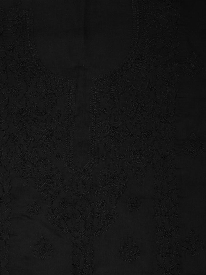 Women Hand Embroidered Chikankari Cotton Dressmaterial PCSCU00406FS-BLACK