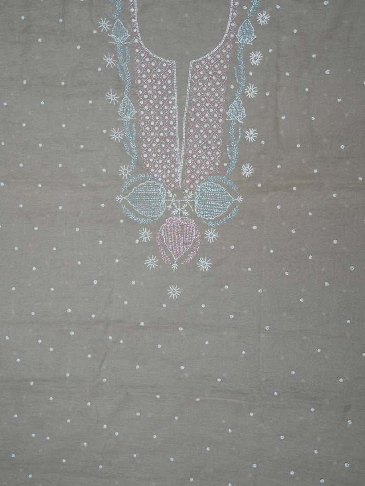 Women Hand Embroidered Chanderi Chikankari Dress Material PCFC19501FS-GREY