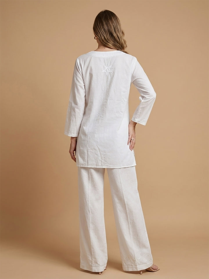 Chikankari Women Hand Embroidered Cotton Tunic PC3977