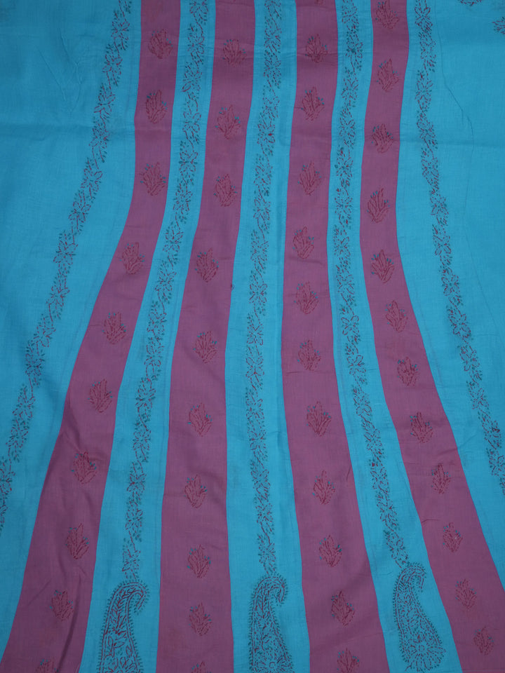 women hand embroidered chikankari cotton dressmaterial PC4120-TURQUOISE6
