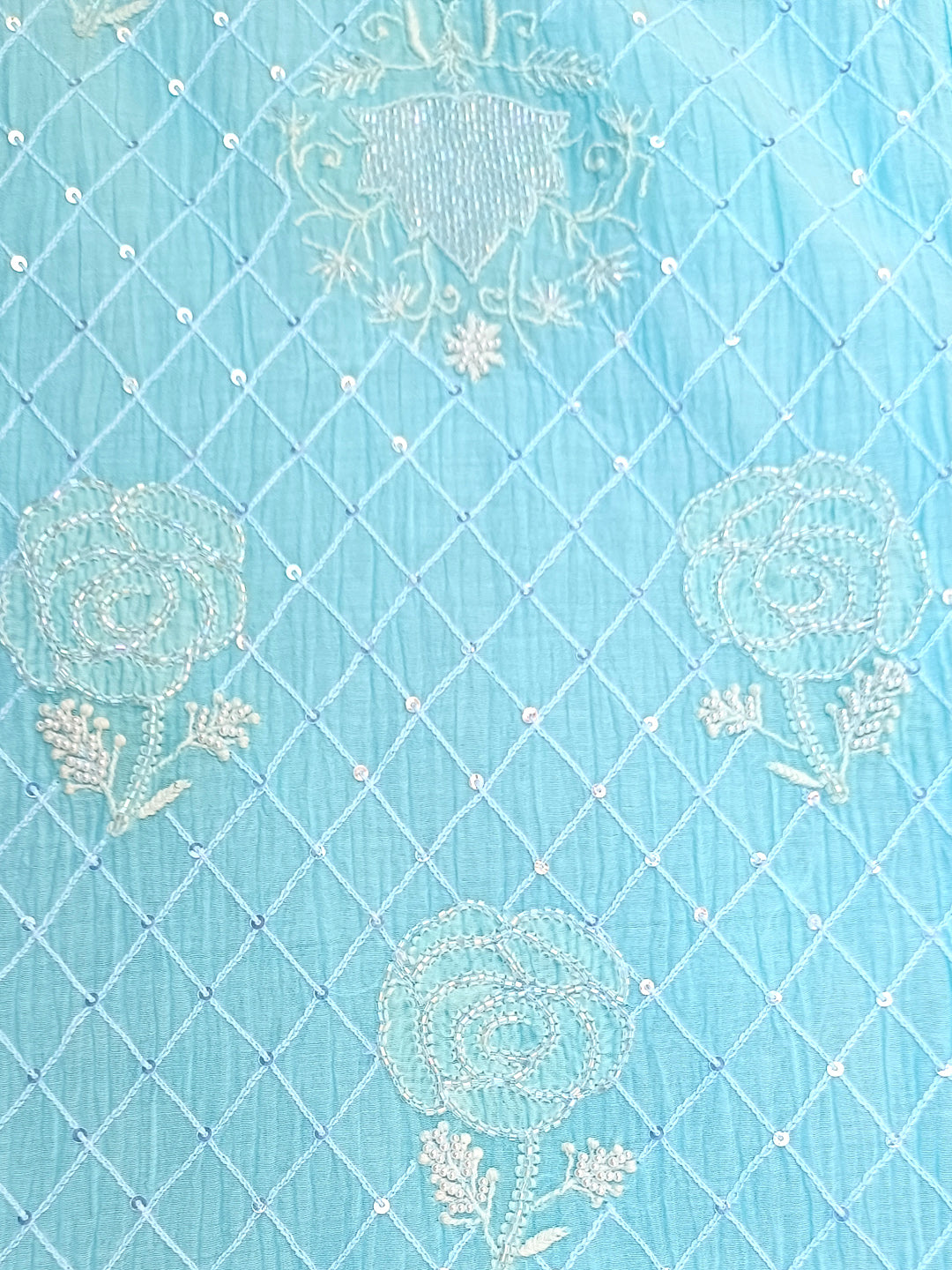 Women Hand Embroidered Chanderi Chikankari Dress Material PCSCA85201FS-BLUE