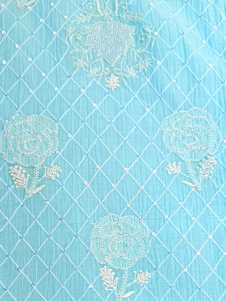 Women Hand Embroidered Chanderi Chikankari Dress Material PCSCA85201FS-BLUE