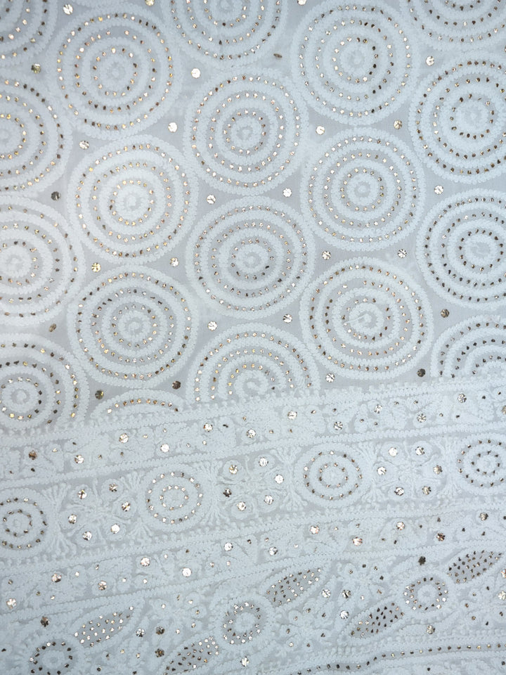 Women Hand Embroidered Chikankari Viscose Georgette Dressmaterial PC4124-WHITE10