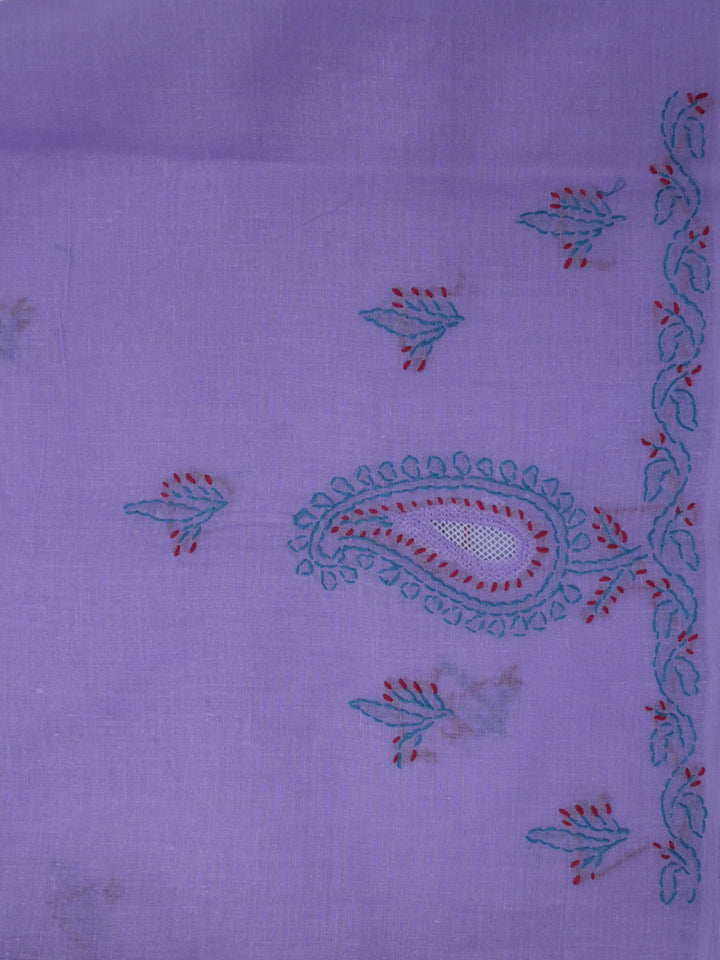 women hand embroidered chikankari cotton dressmaterial PC4120-PURPLE19