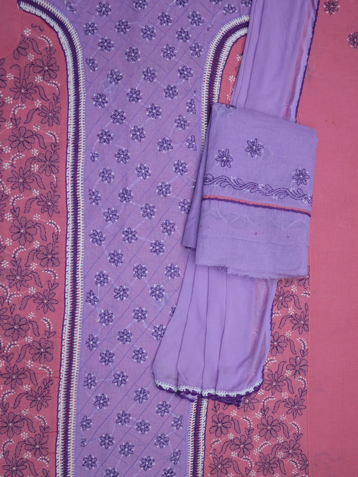 women hand embroidered chikankari cotton dressmaterial PC4120-MAUVE14