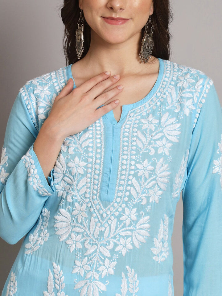 Women Hand Embroidered Chikankari Modal Straight Kurta- PC3659