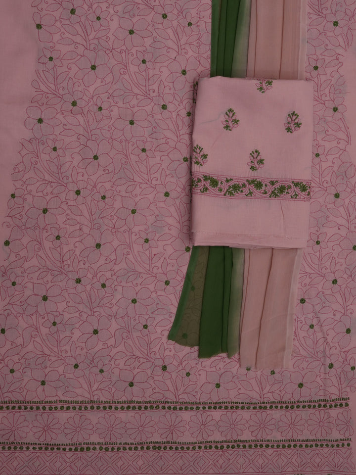 women hand embroidered chikankari cotton dressmaterial PC4120-RUST23