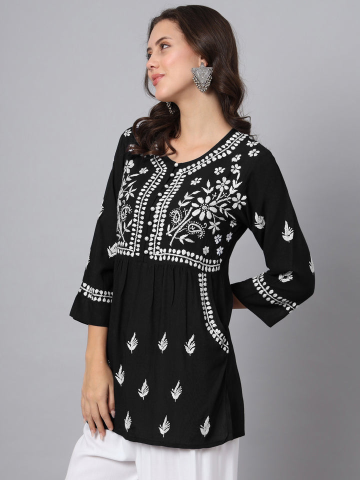 Women Hand Embroidered Rayon Chikankari Kurti PC3696