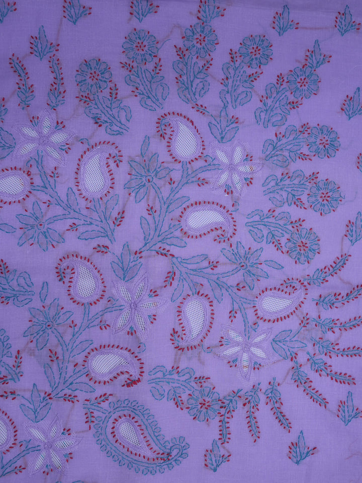 women hand embroidered chikankari cotton dressmaterial PC4120-PURPLE19