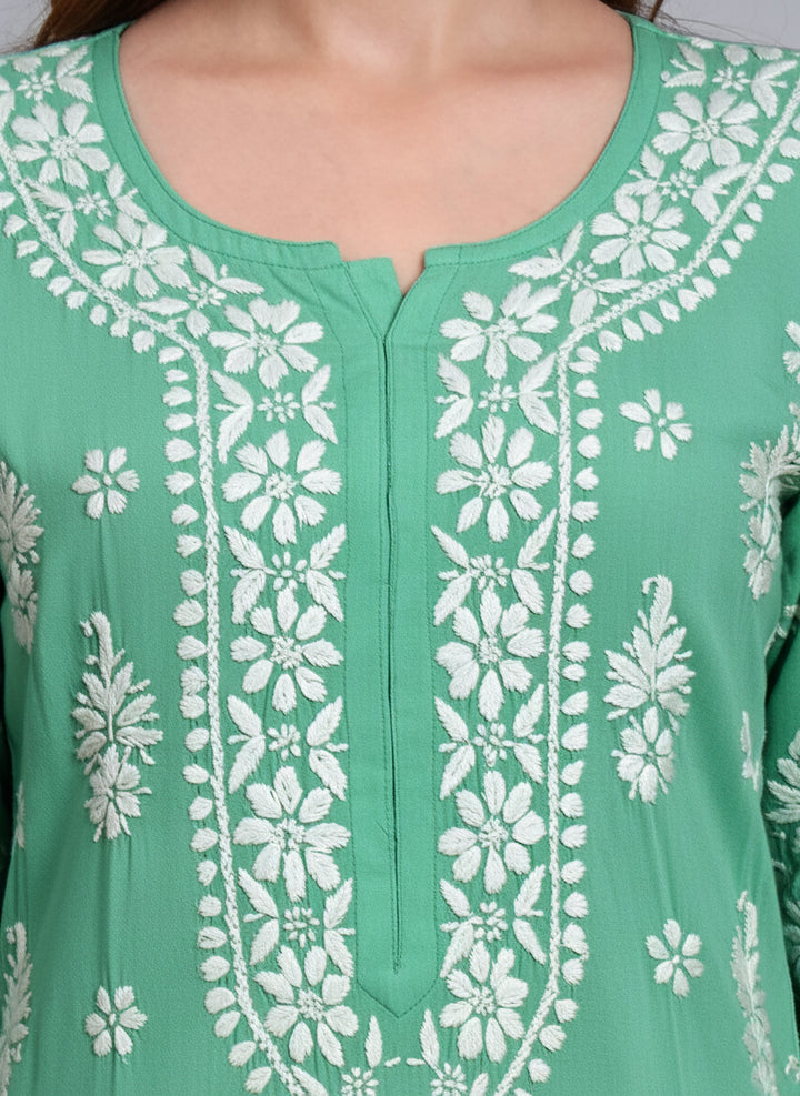 Hand Embroidered Chikankari Modal Straight Kurta- PC4042