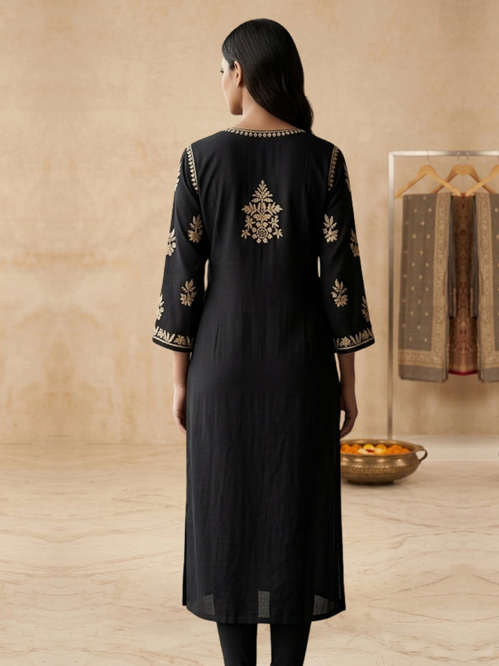 Hand Embroidered Chikankari Modal Straight Kurta PC4113 Beige