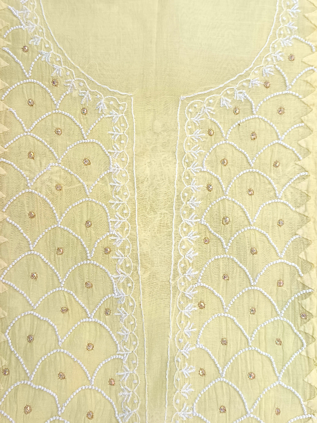 Women Hand Embroidered Chanderi Chikankari Dress Material PCSCA85201FS-YELLOW