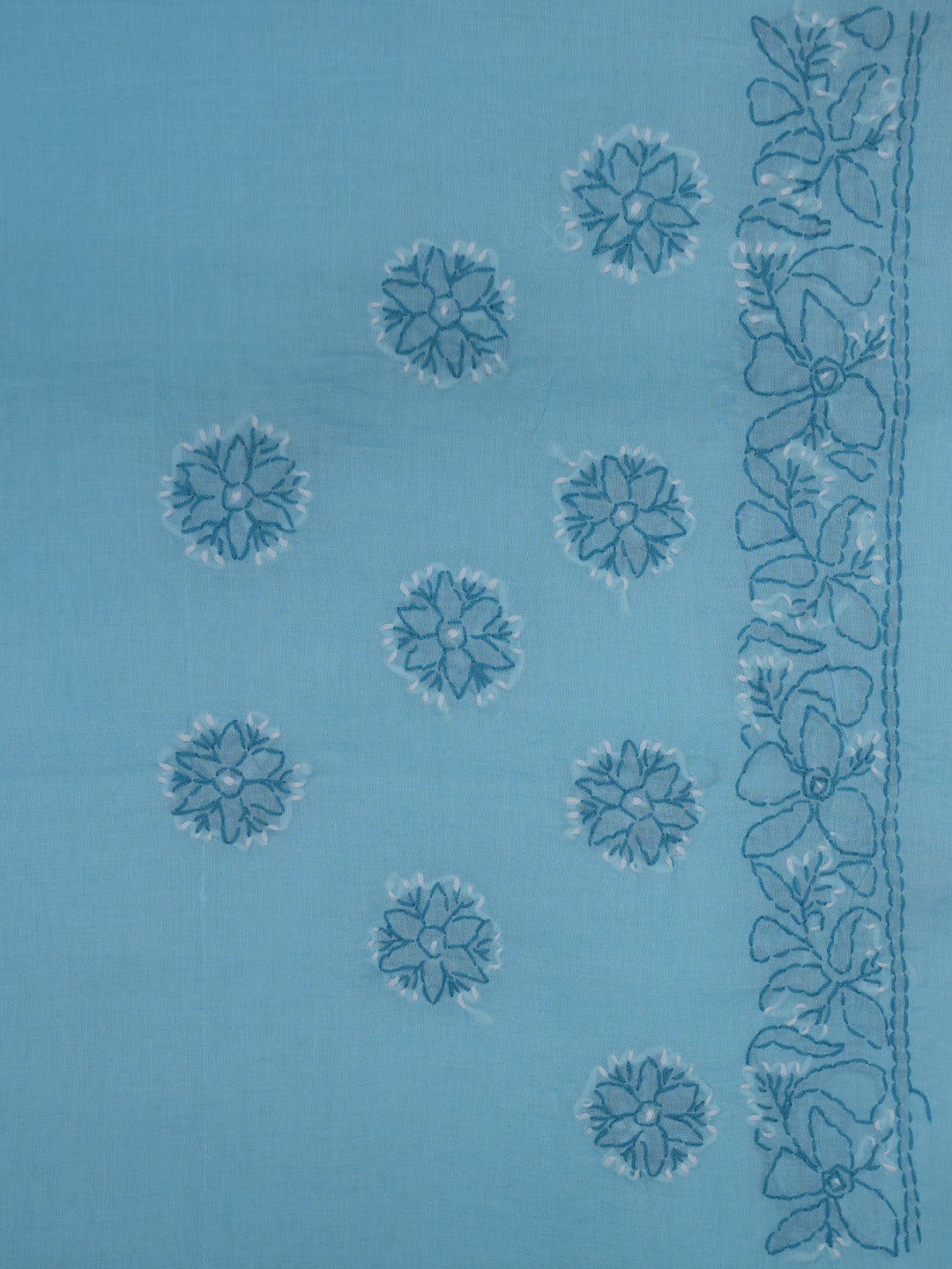 Hand Embroidered Chikankari Cotton Saree PCSAR01 Blue