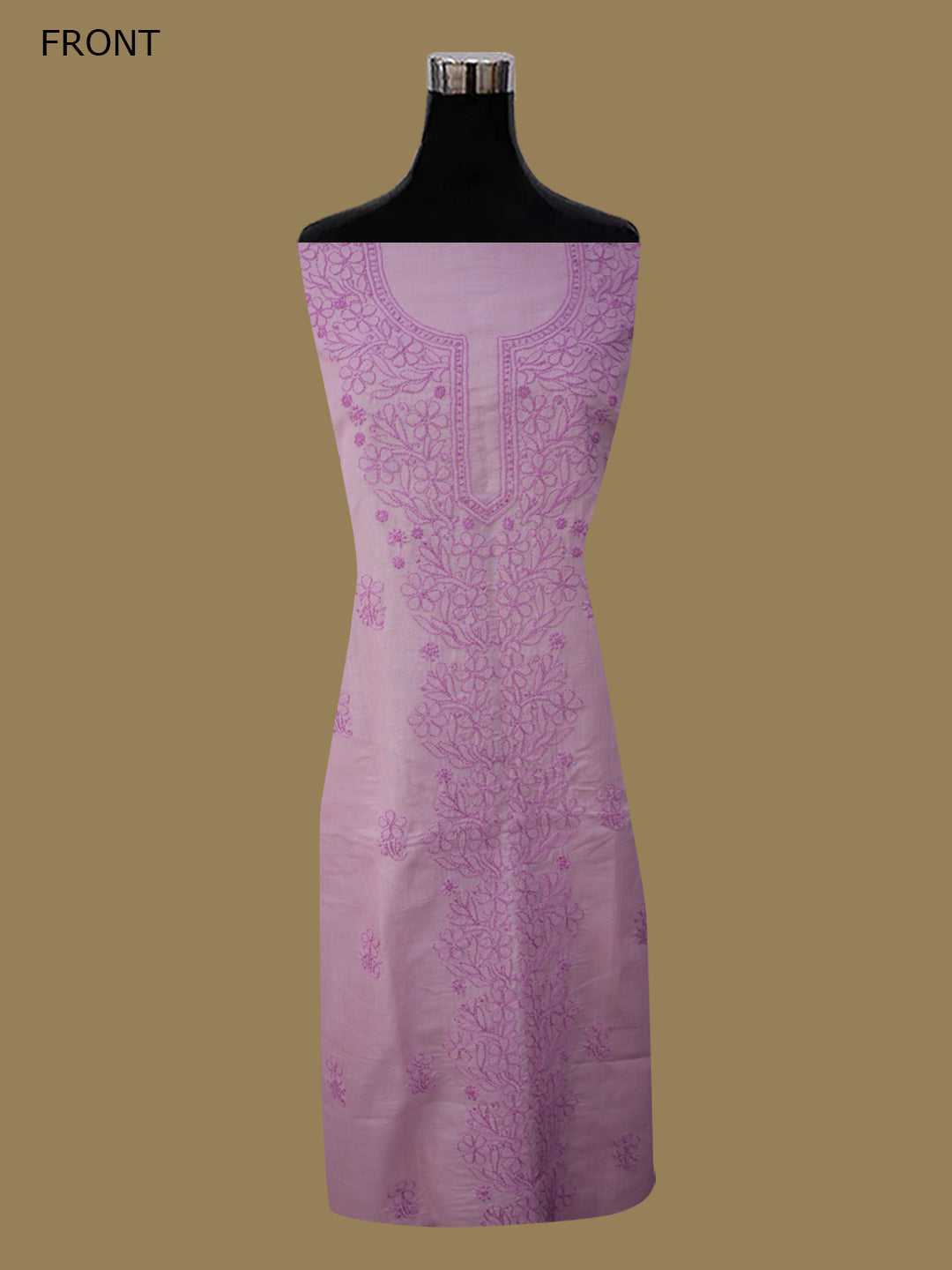 Women Hand Embroidered Cotton Chikankari Dress MaterialPCSCU00406FS-ONIONPINK