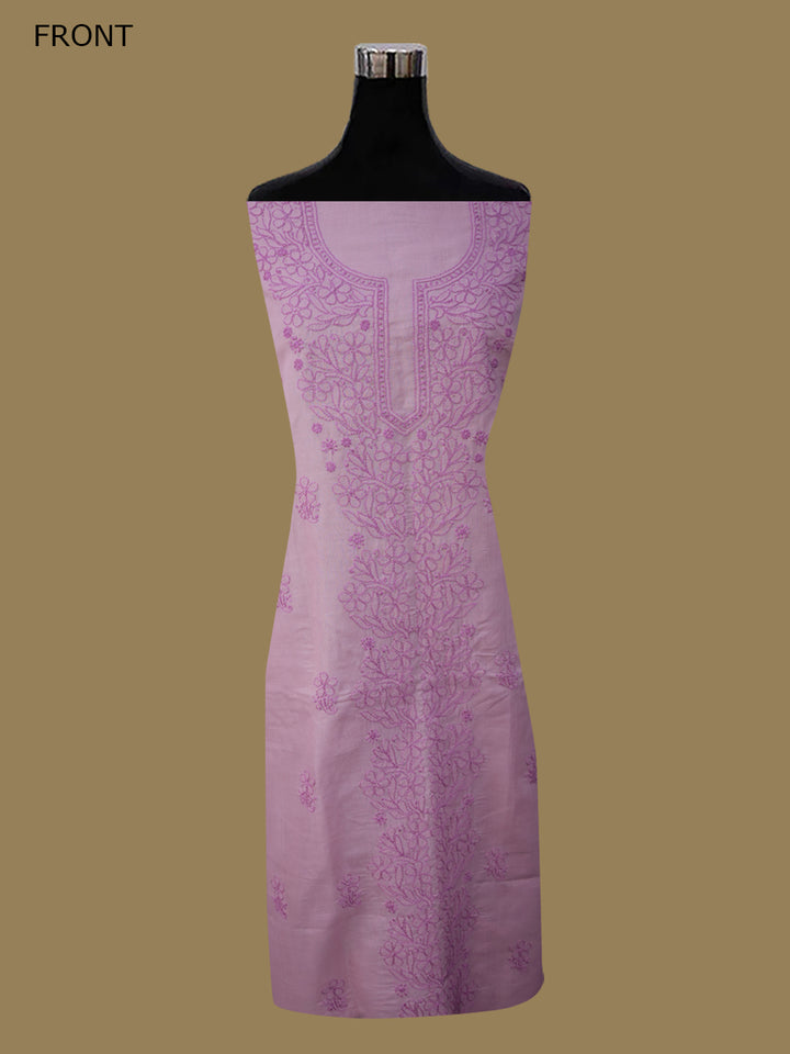 Women Hand Embroidered Cotton Chikankari Dress MaterialPCSCU00406FS-ONIONPINK