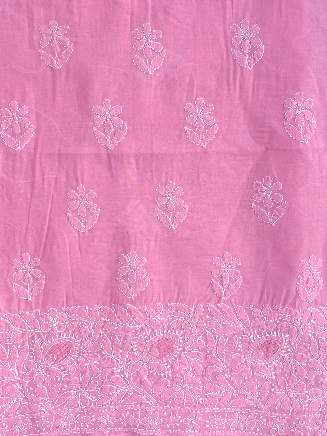 Hand Embroidered Chikankari Cotton Dress Material - PC4061