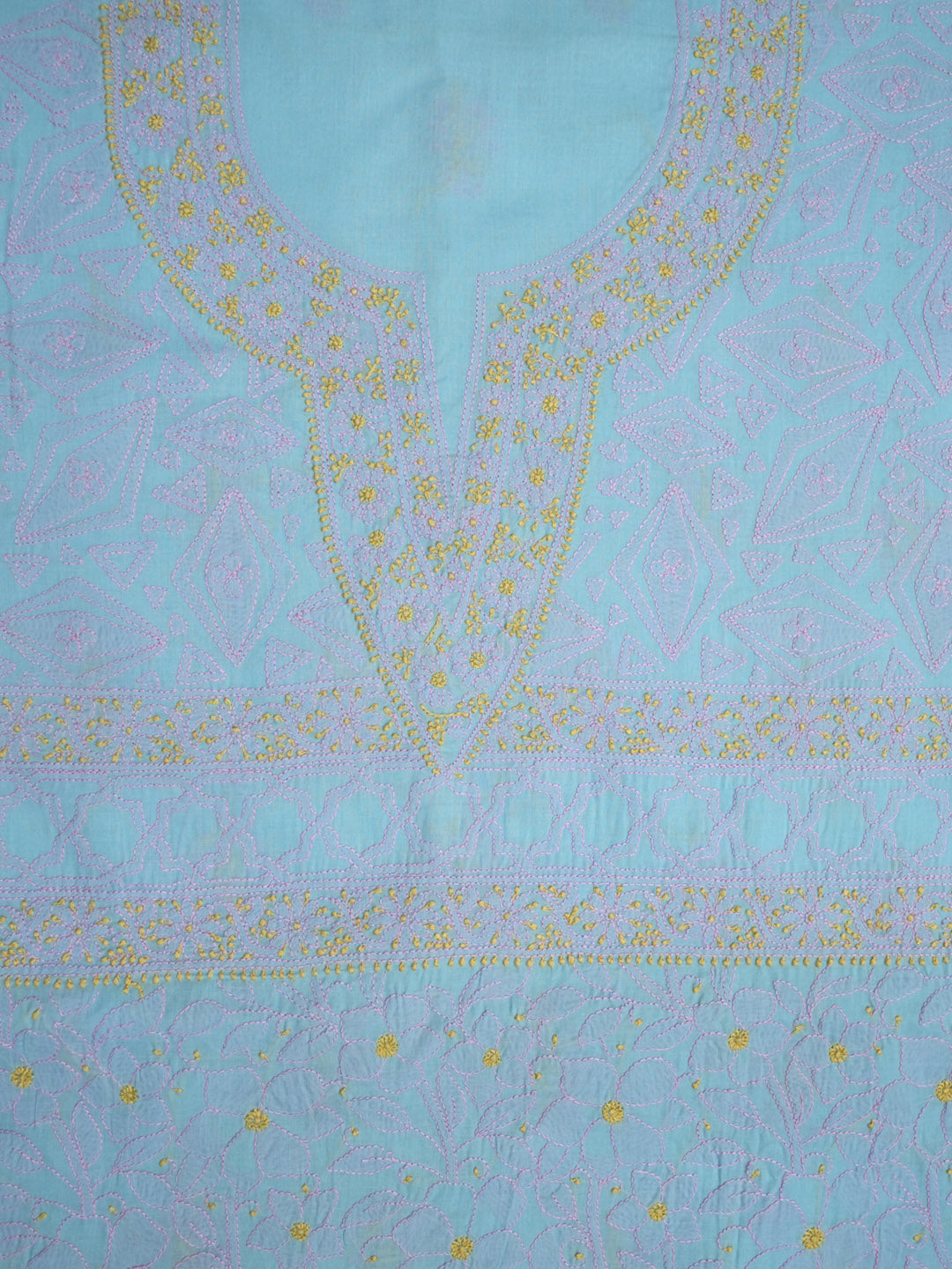 women hand embroidered chikankari cotton dressmaterial PC4120-GREY9