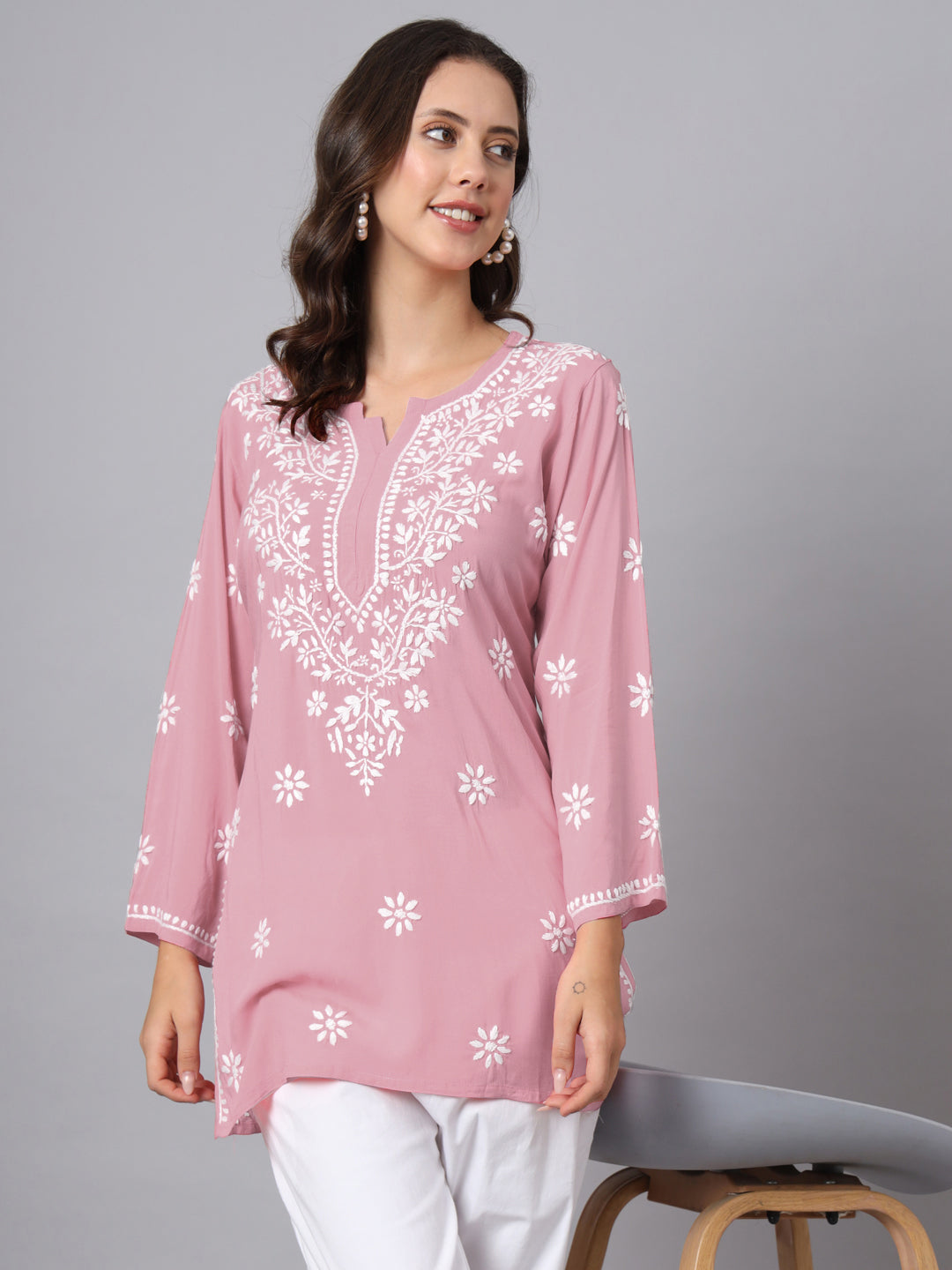 Women Hand Embroidered Chikankari Modal Kurti PC3611