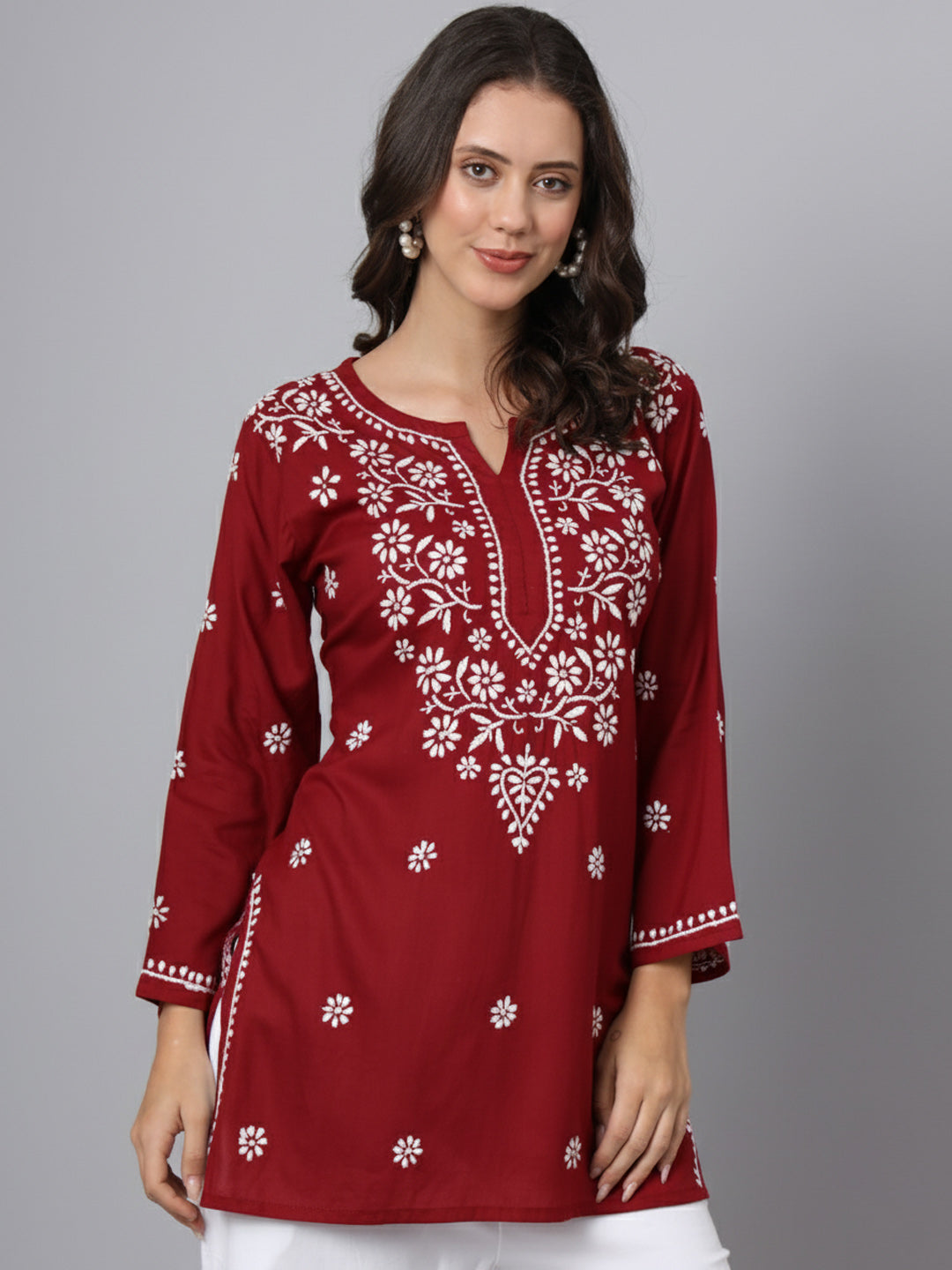 Women Hand Embroidered Chikankari Modal Kurti PC3611