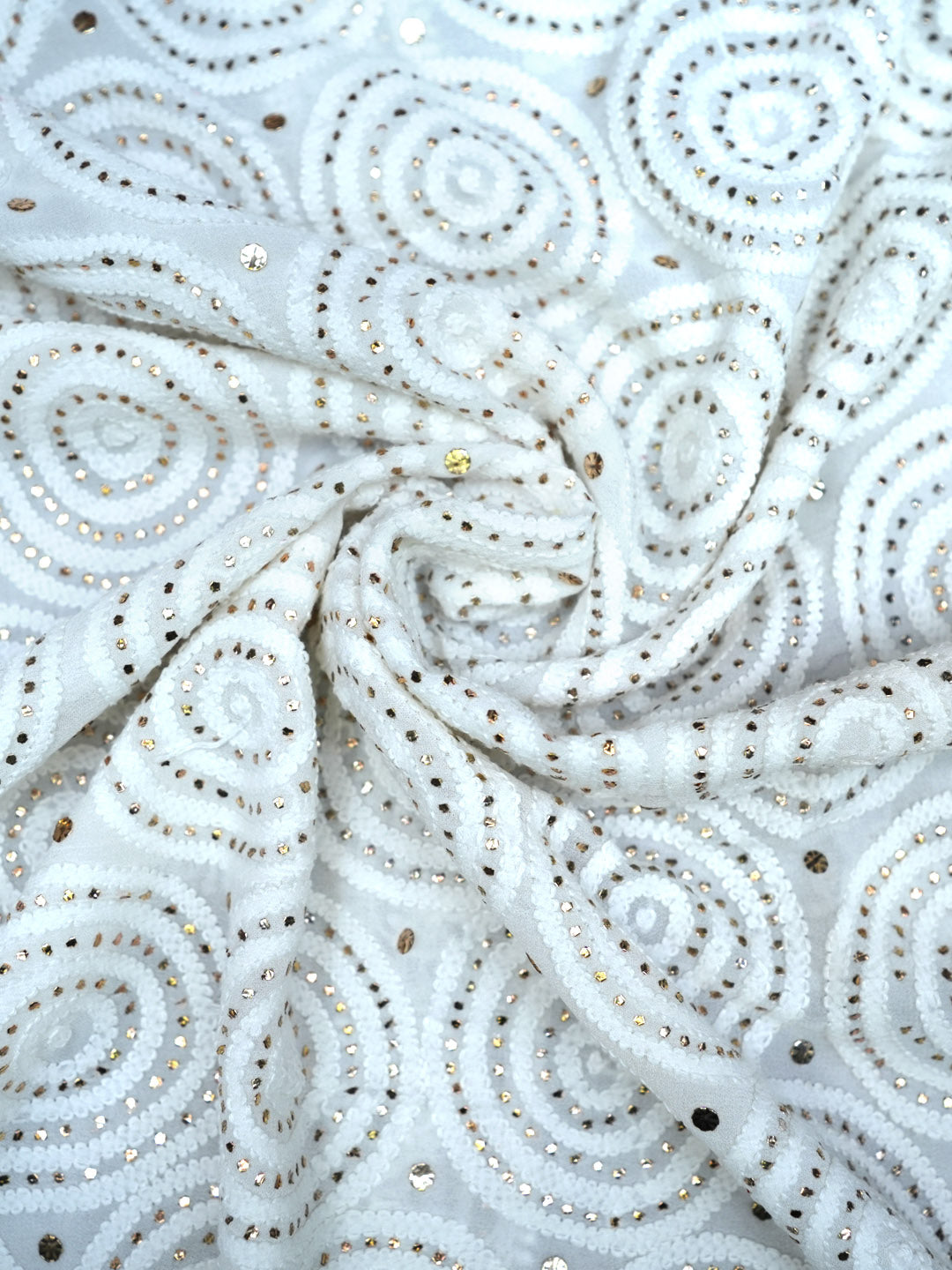 Women Hand Embroidered Chikankari Viscose Georgette Dressmaterial PC4124-WHITE10