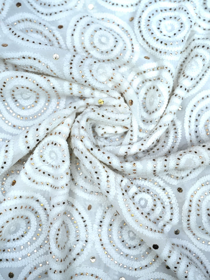 Women Hand Embroidered Chikankari Viscose Georgette Dressmaterial PC4124-WHITE10