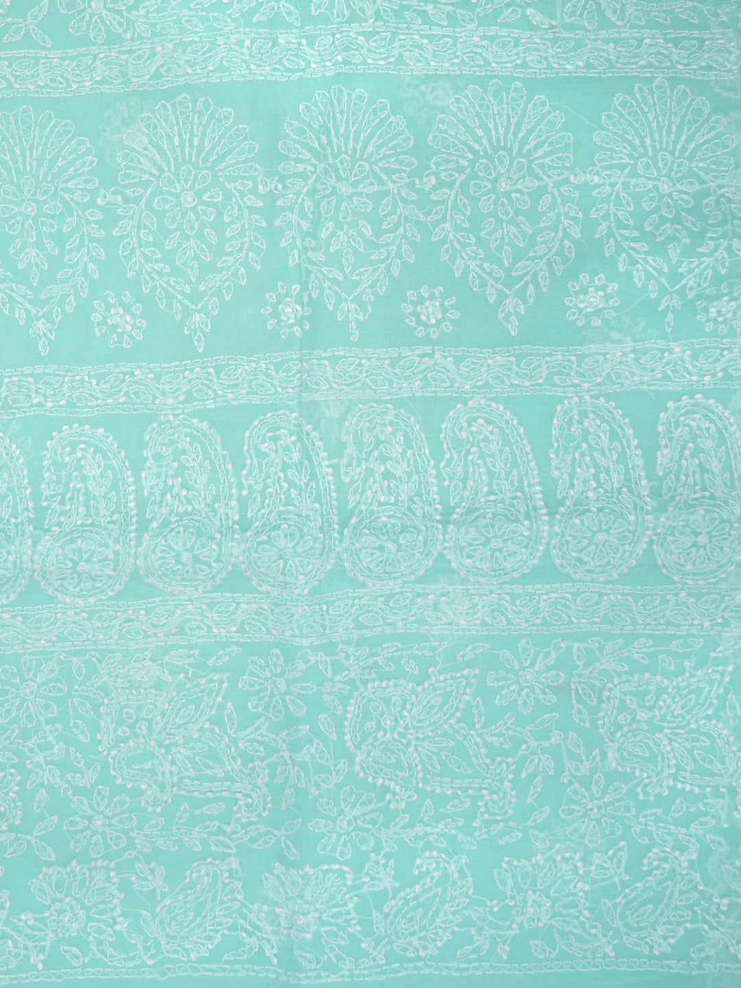 Hand Embroidered Chikankari Cotton Saree PCSAR02 Seagreen
