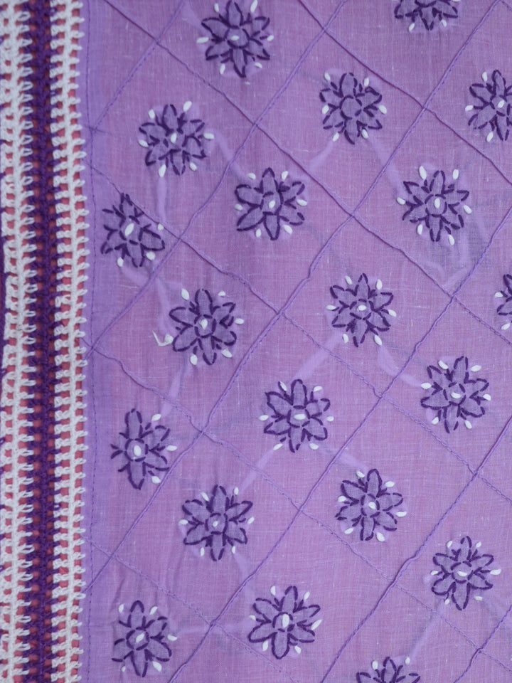 women hand embroidered chikankari cotton dressmaterial PC4120-MAUVE14