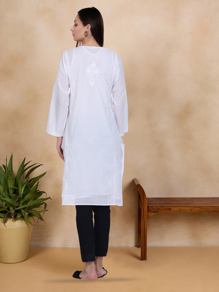 Hand Embroidered Chikankari Cotton Straight Kurta-NM125