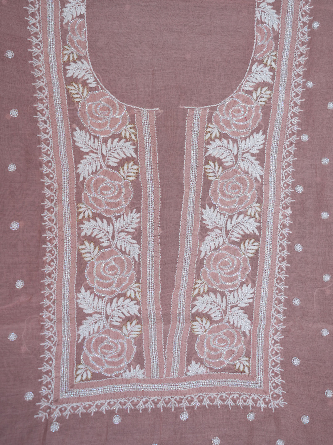 Women Hand Embroidered Chanderi Chikankari Dress Material PCSCA85205FS-PEACH