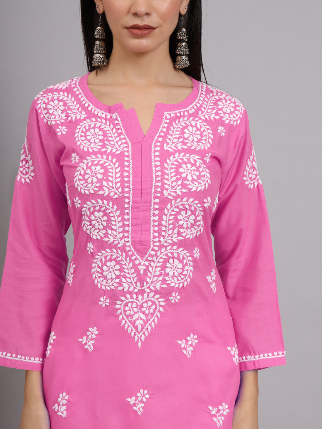 Women Hand Embroidered Lucknowi Chikankari Cotton Ethnic Motifs Kurta PC3997