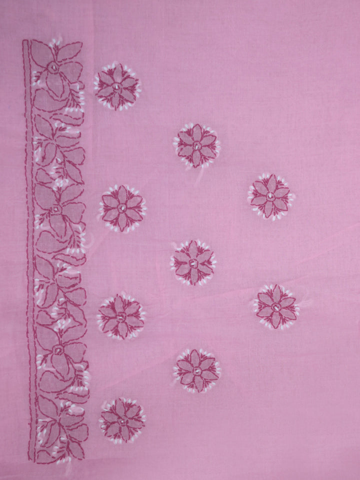 Hand Embroidered Chikankari Cotton Saree PCSAR01 Babypink