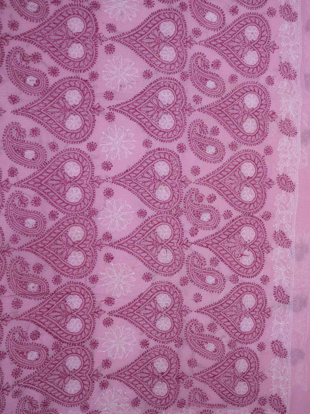 Hand Embroidered Chikankari Cotton Saree PCSAR01 Pink