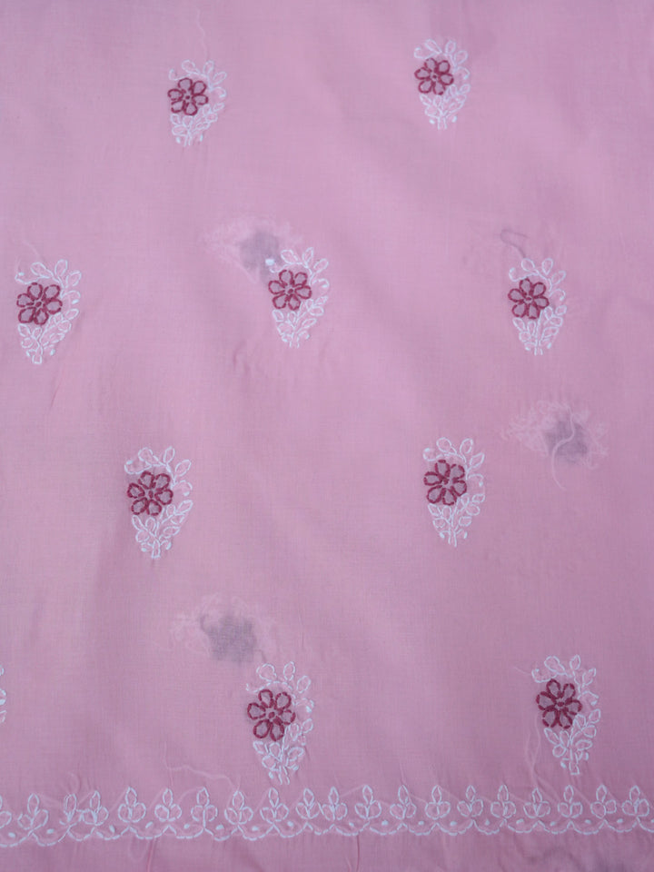 Women Hand Embroidered Chikankari Cotton Dressmaterial PCSCU00102FS-Pink