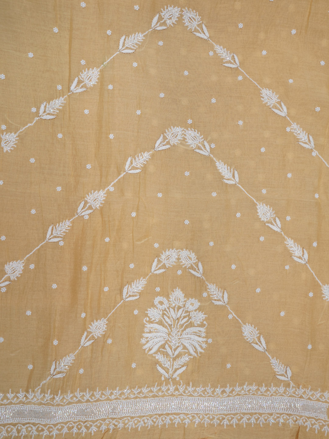 Women Hand Embroidered Chanderi Chikankari Dress Material PCSCA85205FS-BEIGE