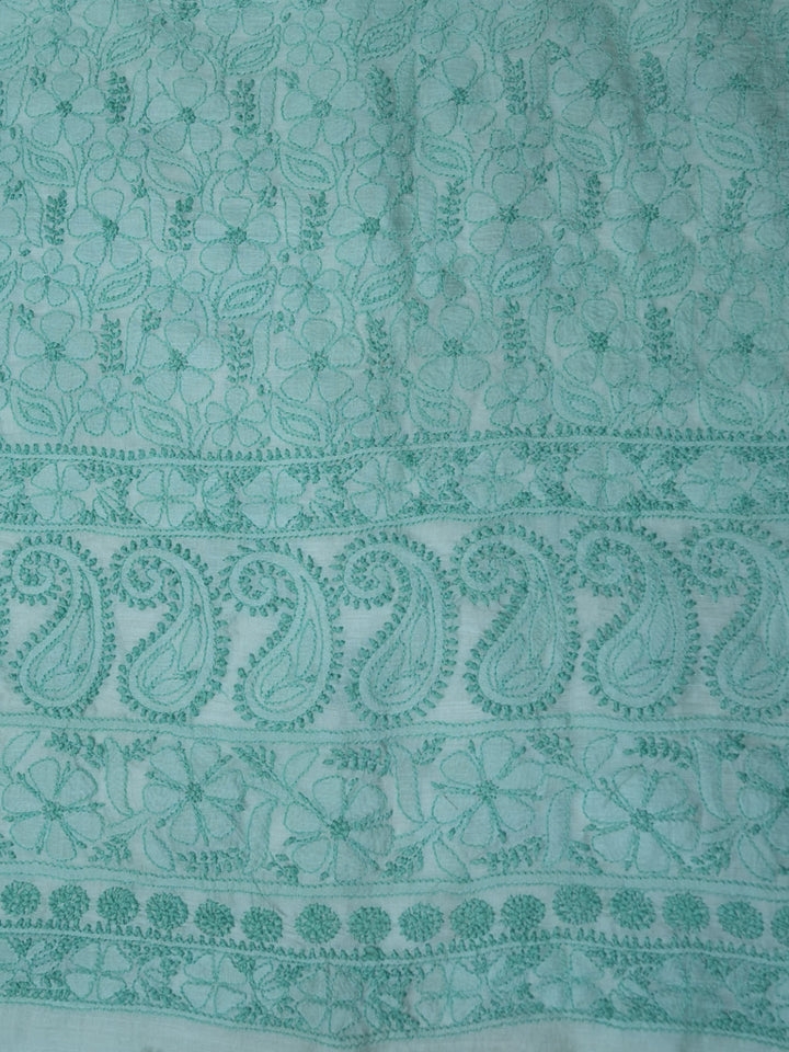 women hand embroidered chikankari cotton dressmaterial PC4120-SEAGREEN7