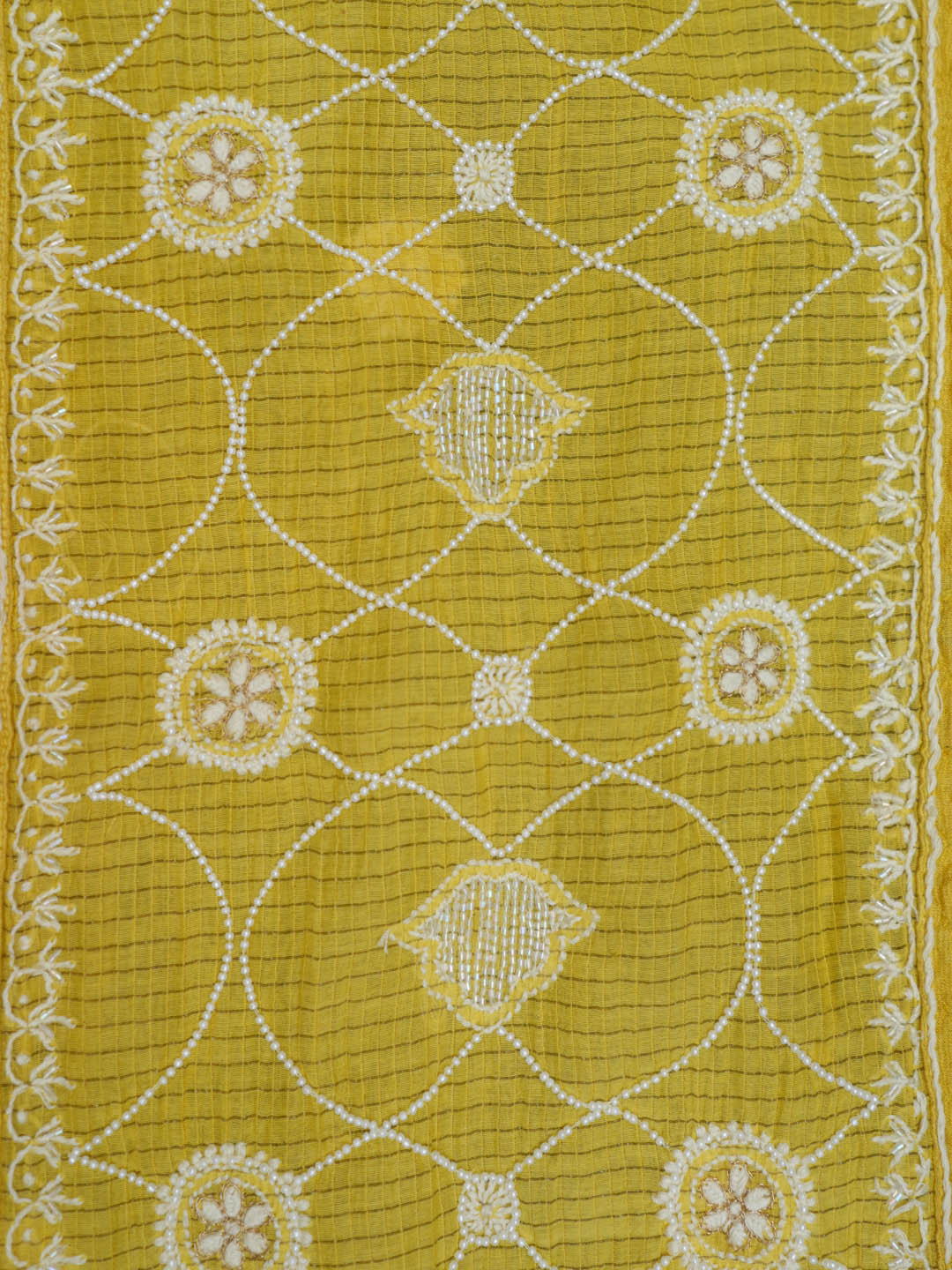 Women Hand Embroidered Chanderi Chikankari Dress Material PCSCA85201FS-YELLOW