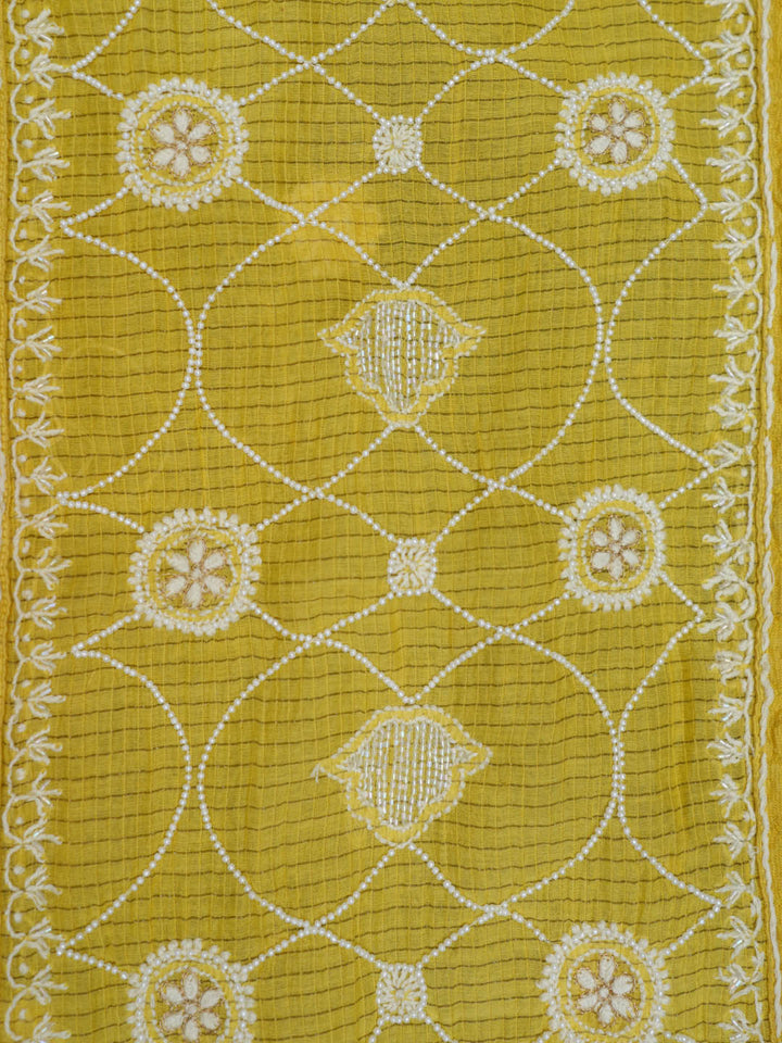 Women Hand Embroidered Chanderi Chikankari Dress Material PCSCA85201FS-YELLOW