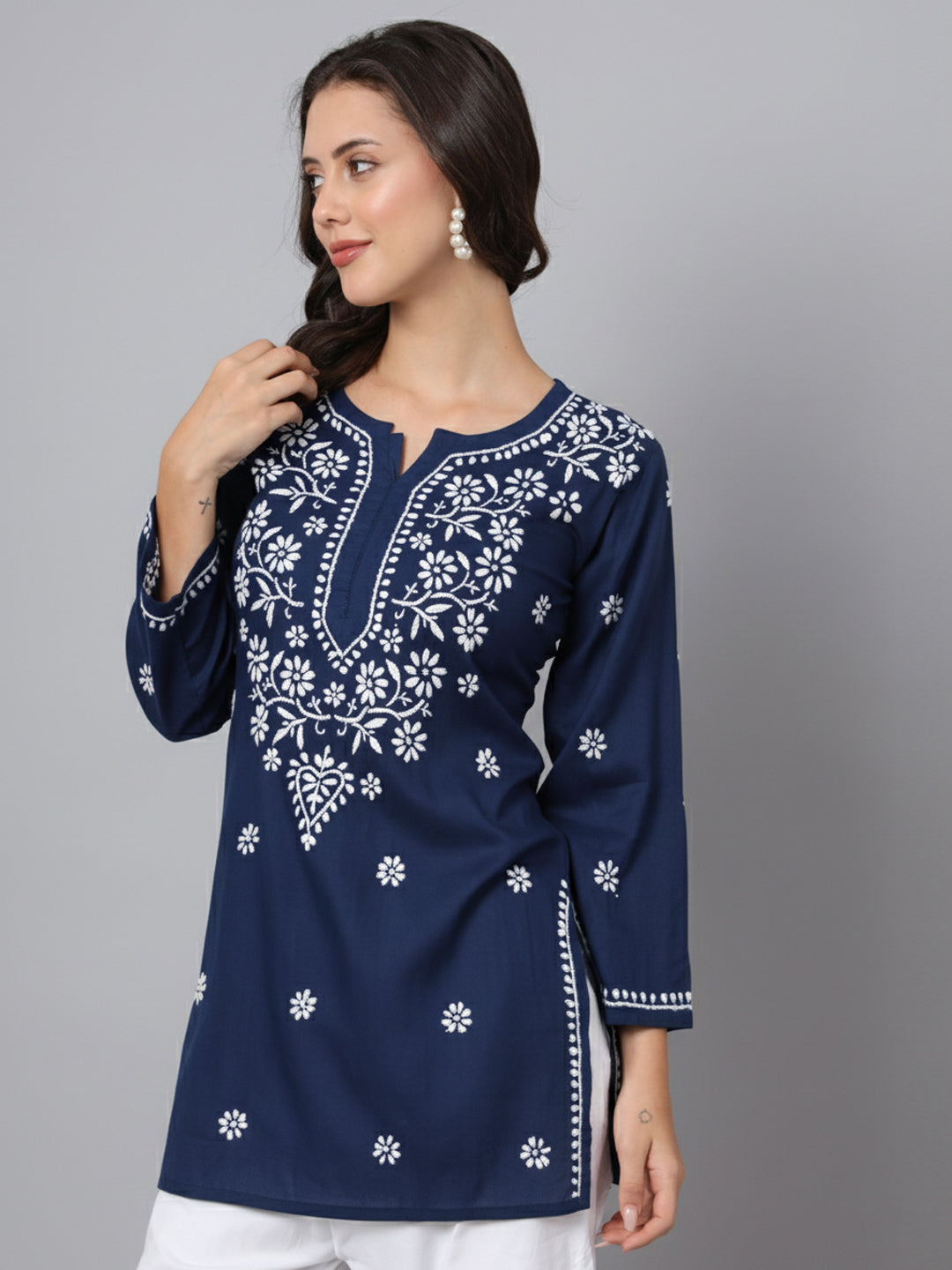 Women Hand Embroidered Chikankari Modal Kurti PC3611