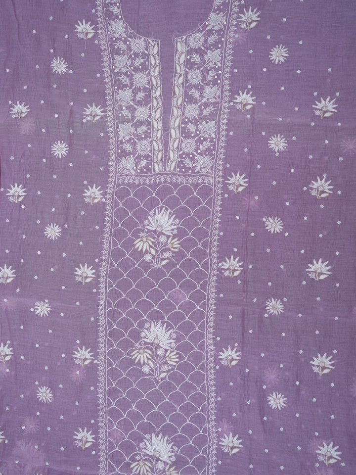 Women Hand Embroidered Chanderi Chikankari Dress Material PCSCA85203FS-LAVENDER